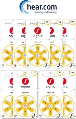 Signia Hearing Aid Battery 10- Pack of 54 Batteries 10966597- Hear.com Stethoscope Case(Yellow)