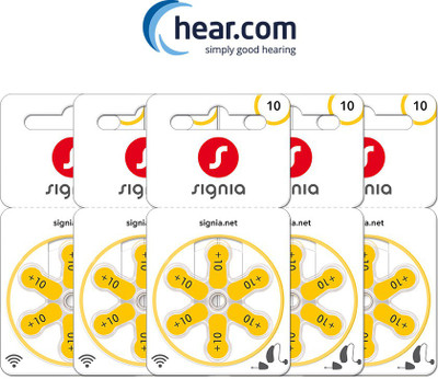Signia Hearing Aid Battery 10- Pack of 30 Batteries 10966597- Hear.com Stethoscope Case(Yellow)