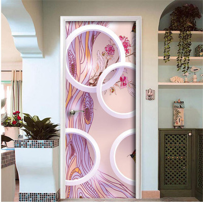 BPDESIGNSOLUTION 76.2 cm 3D Circle Door Sticker Wallpaper Self Adhesive Sticker(Pack of 1)