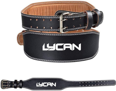 LYCAN Genuine Leather weight lifting Belt size - XL Weight Lifting Belt(Black)