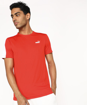 PUMA Solid Men Round Neck Red T-Shirt