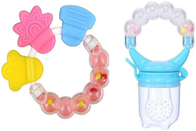 smilykid Baby Teether Silicone Teether for 6 to 12 Months Baby Bpa Free Teether and Feeder(Multicolor)