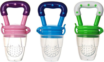 Akash International Silicone Food and Fruit Nibbler/Feeder with Extra Silicone Mesh (Pack of 3) Teether(Multicolor)