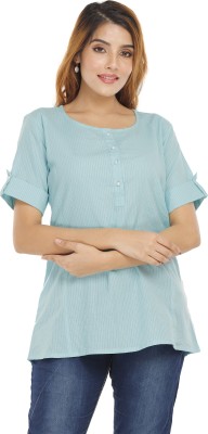 siddhanam Casual Solid Women Light Blue Top