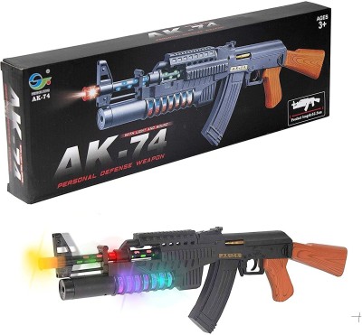 mega star Light and Sound Musical PUBG Gun Toy with Vibration and Laser AK74 AK47 M4 Toy Gun for Boys Slingshots(Black)