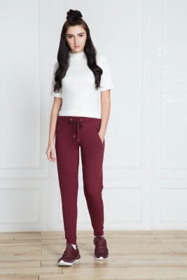 VAN HEUSEN Solid Women Maroon Track Pants