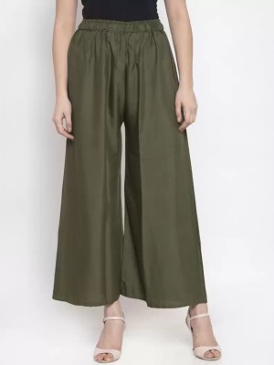 Accurate Fashion Flared Women Dark Green Trousers