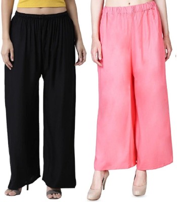 Rocksy Flared, Relaxed Women Black, Pink Trousers