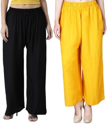 Rocksy Flared, Relaxed Women Black, Yellow Trousers