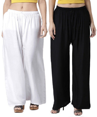 Rocksy Flared Women Black, White Trousers