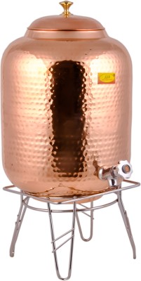 Shivshakti Arts Pure Copper Water Dispanser, Container (Pot) Matka - 12 Liter with Tap & Stand - Aayurveda Good Health Benifit - (Drinkware - Hammered Design) Bottom Loading Water Dispenser