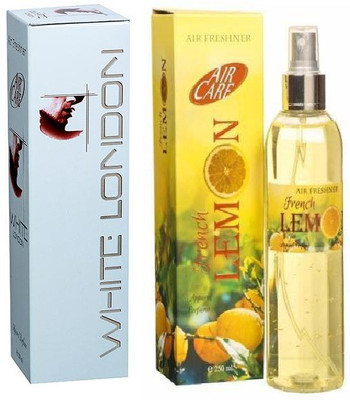 St. Louis Inc FRESH Car Freshener Spray 1 WHITE LONDON , 1 FRENCH LEMON AIR FRESHENER(2 x 250 ml)