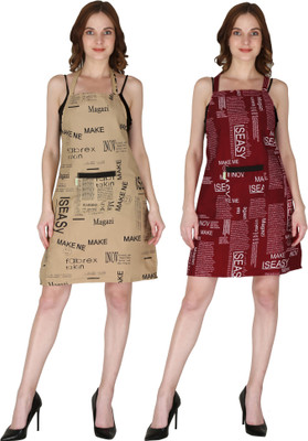 SWITCHON Polyester Apron - Free Size(Maroon, Beige, Pack of 2)