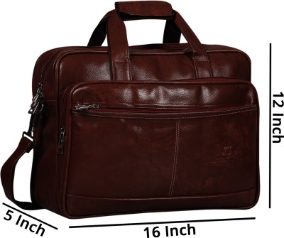 Unistar US 3107 PU Leather Lightweight Laptop Messenger Bag 16 Inch Office Shoulder Bag for Men and Women Waterproof Messenger Bag(Brown, 15 L)