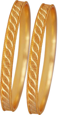 JFL - Jewellery for Less Copper Gold-plated Bangle Set(Pack of 2)