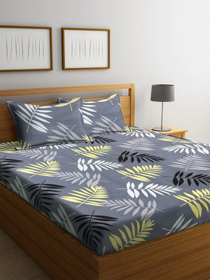 Home Sizzler 144 TC Microfiber Double Printed Flat Bedsheet(Pack of 1, Grey)