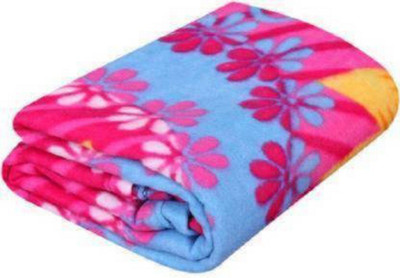 KARNIMAA Floral Single Fleece Blanket for  AC Room(Polyester, Blue)