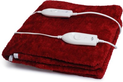 Expressions Solid Double Electric Blanket for  Heavy Winter(Polyester, Maroon)