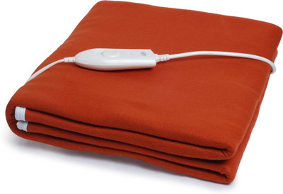 Expressions Solid Single Electric Blanket for  Heavy Winter(Polyester, Orange)