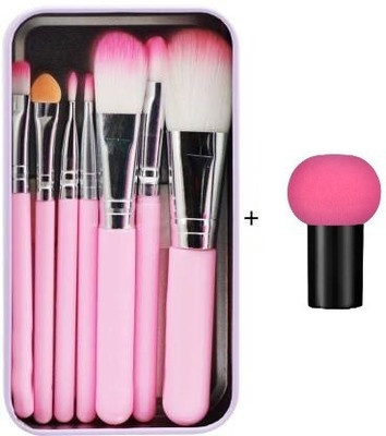 AVTY Makeup hellokitty brush set of 7 with Mushroom Sponge puff blender -(pack of 8)(Pack of 8)