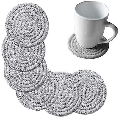 TextileandBeyond Round Reversible Cotton Coaster(Pack of 8)