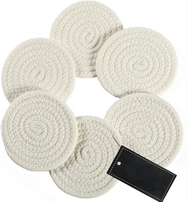 TextileandBeyond Round Reversible Cotton Coaster(Pack of 8)