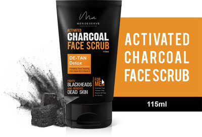 Men Deserve Activated Charcoal Face Scrub DE-TAN and Detox (115 ml) Scrub(115 ml)