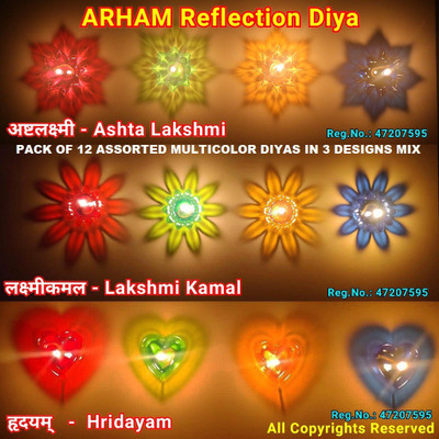 Arham Multicolour Floating Reflection Diwali Diya Panti Plastic (Pack of 12) Table Diya Set(Height: 1.5 inch)