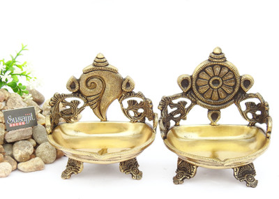 SUSAJJIT DECOR Brass (Pack of 2) Table Diya(Height: 5.2 inch)