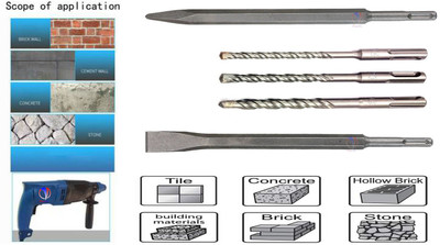 Mass Pro 2Pcs Chisel Flat & Pointed 14x250mm With 3Pcs SDS Rotary Hammer Impact SDS Drill Bits Sizes 6x160mm, 8x160mm, 10x160mm Pro