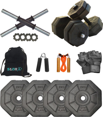 STARX PVC Hexa 8Kg Dumbbells COMBO Fixed Weight Dumbbell(8 kg)