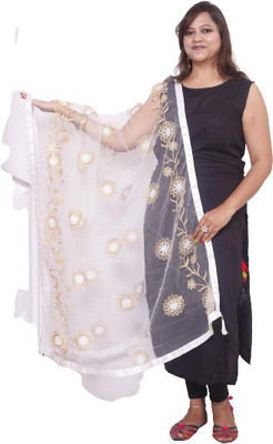 CULLEENAN Cotton Silk Embroidered Women Dupatta