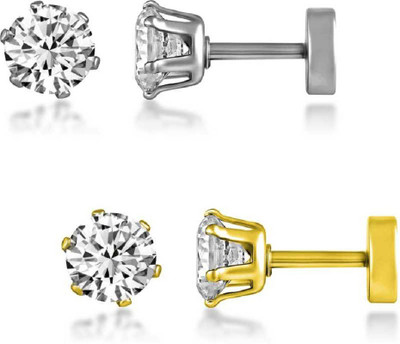 RAUR R-ComboSilverGoldSilverNug2Pair Metal Stud Earring