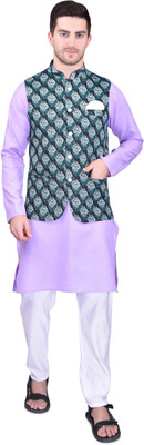 PRINTCULTR Men Kurta Pyjama Ethnic Jacket Set