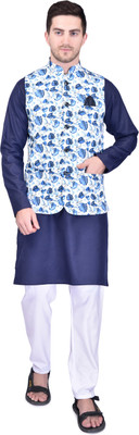 PRINTCULTR Men Kurta Pyjama Ethnic Jacket Set