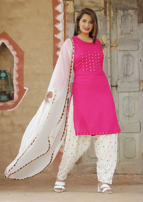 KRAFTTALESINDIA Embellished Kurta, Patiala & Dupatta Set