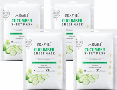 Dr. Rashel DR.RASHEL CUCUMBER SHEET MASK WITH SERUM THAT MOISTURIZING, SOOTHING & CONVERGENCE (PACK OF 4) - 20g*4(80 ml)