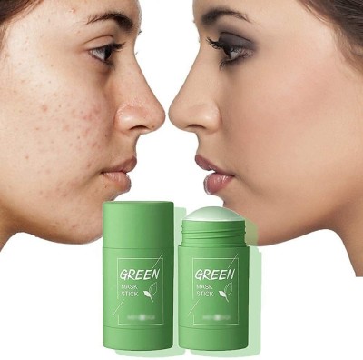 AVEU Green Tea Purifying Clay Stick Mask Oil Control Anti-Acne Eggplant Solid Fine, Portable Cleansing Mask Mud Apply Mask, Green Tea Facial Detox Mud Mask (Green Tea)(40 g)