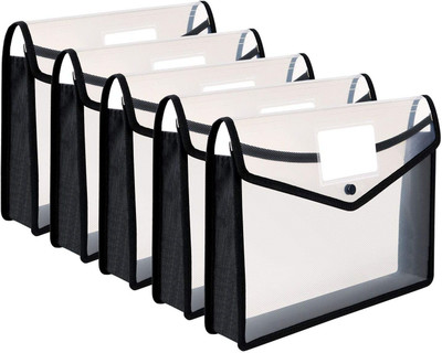 Fedus Plastic File Folder(Set Of 5, Black)