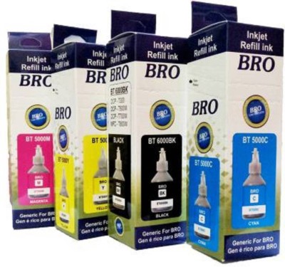Teqbot BT 5000Y/6000BK Ink Brother DCP T300, T500W, T700W, T800W Black + Tri Color Combo Pack Ink Bottle