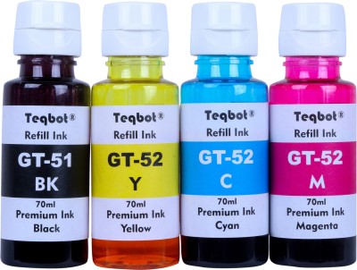 Teqbot Refill GT51-52 Ink Bottle Pack of 4 Black + Tri Color Combo Pack Ink Bottle