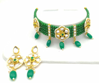Shree Jai Sai Art Alloy Gold-plated White Jewellery Set(Pack of 1)