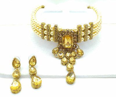 Shree Jai Sai Art Alloy Gold-plated Gold Jewellery Set(Pack of 1)