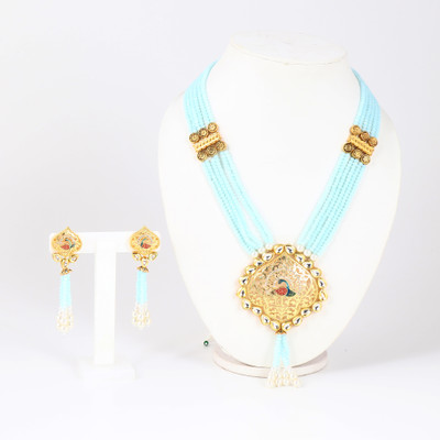 Aarushi Brass Gold-plated Turquoise Jewellery Set(Pack of 1)