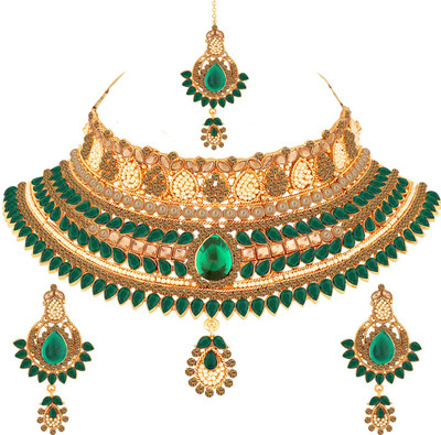 SPARGZ Alloy Gold-plated Green Jewellery Set(Pack of 1)