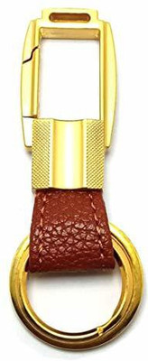 A2S2 New Metal Keychain Bag Pendant Elegant Business Car Key Chain Ring Holder Jewellery. (Gold/Brown). Key Chain