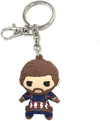 gtrp Captain US Attractive 3D Super Hero Rubber Keychain with Loop and Hook Key Chain Key Chain