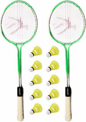 CLOVERBYTE Multicolour Badminton kit Set Of 2 Piece Racquet with 10 Piece Plastic ShuttleCock Badminton Kit