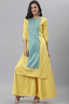 Fashion Dream Women Printed Straight Kurta(Yellow)