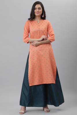 Fashion Dream Women Printed Straight Kurta(Orange)